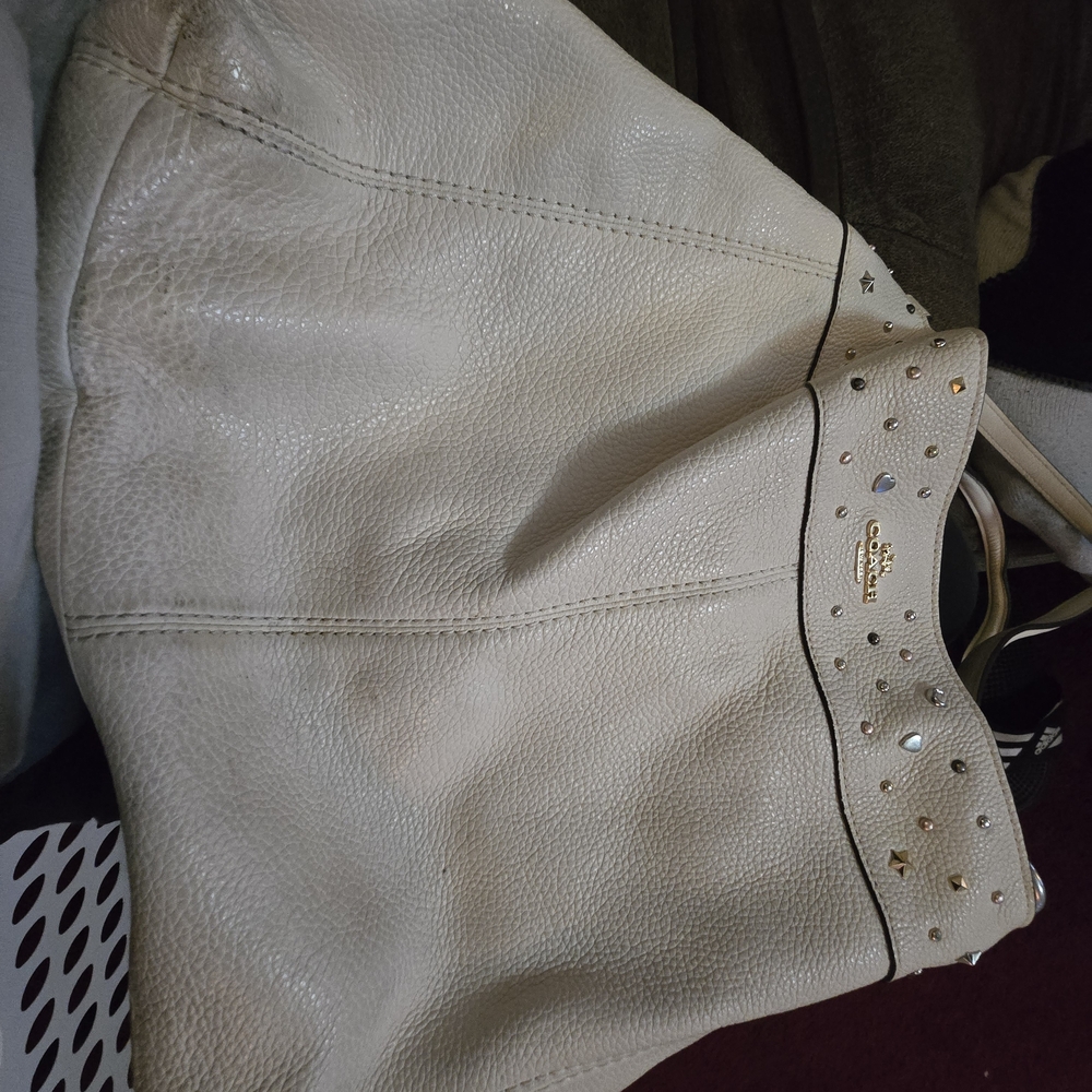 Coach Cream Leather Studded Tote